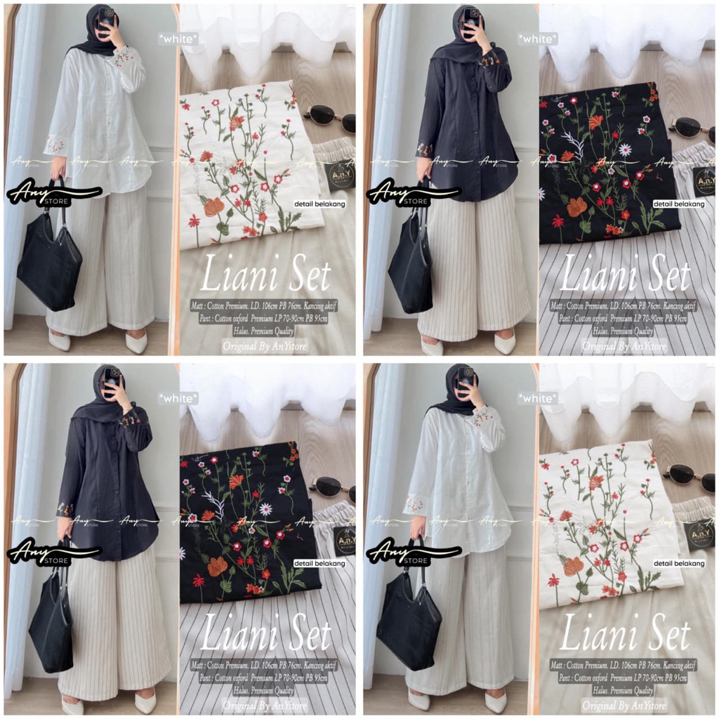 LIANI SORAYA SET ORIGINAL BY ANY STORE oneset setcel setelan atasan kemeja blouse dan celana kulot s