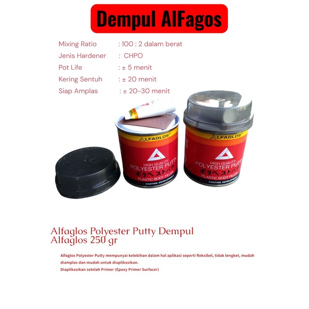 Alfaglos Polyester Putty / Dempul Alfaglos 250 gr