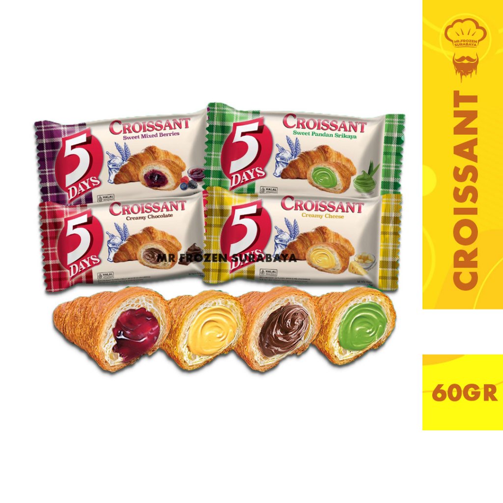 5 Days Croissant Roti Chesee / Mix Berries/ Chocolate / Srikaya