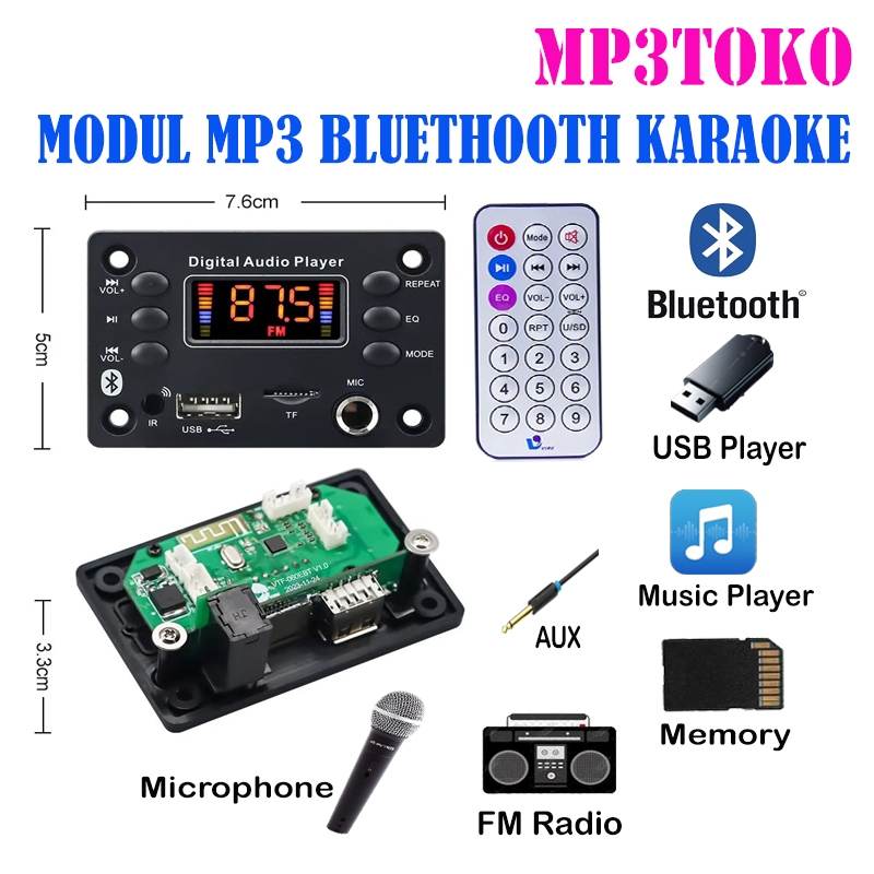 Kit Modul MP3 Professional FM Radio BlueTooth USB SD PCB Audio Circuit Decoder Board Mp3 Player