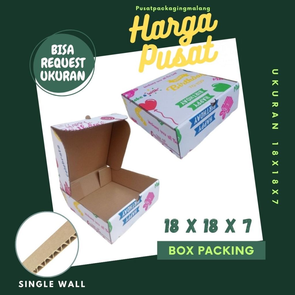 Kardus 18x18x7 LD Box Ultah Kado Happy Birthday Kemasan Kotak Kado Tas Kardus Hampers