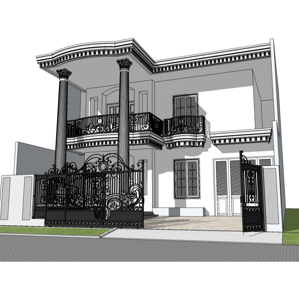 konsep gambar 3D rumah 2 lantai harga murah free revisi