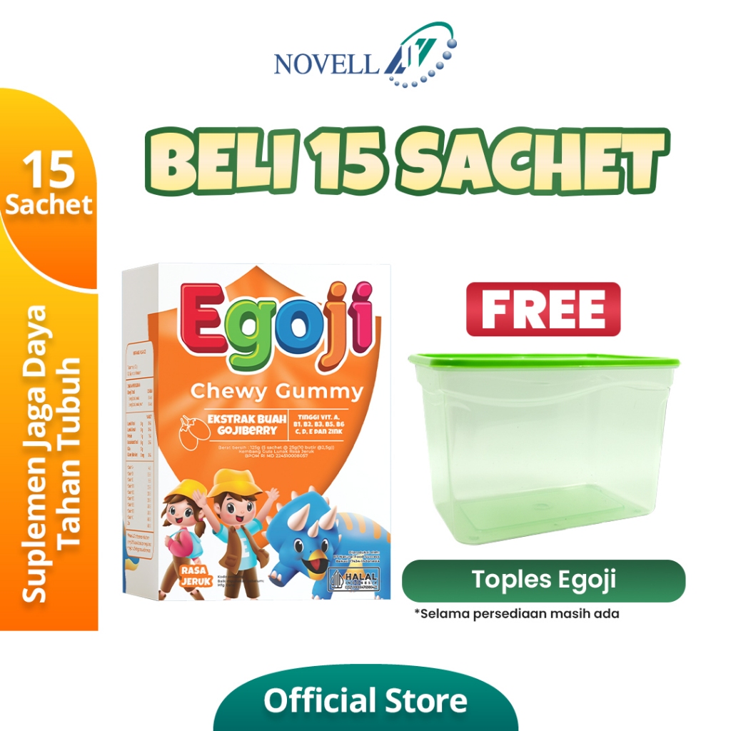 Egoji Chewy Gummy – Multivitamin Bantu Jaga Daya Tahan Tubuh FREE Toples Egoji *Min Pembelian 3 Box