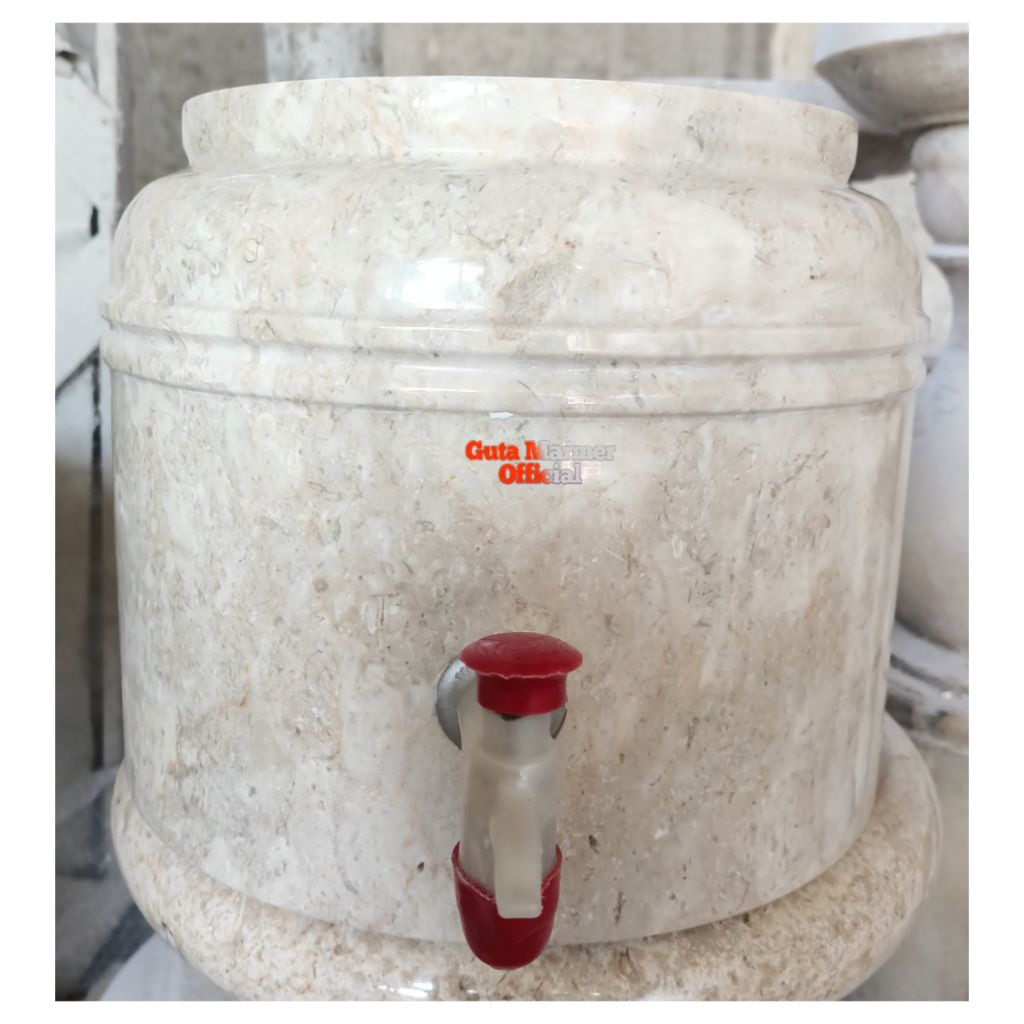 Guci Tempat Galon Batu Marmer Putih Glosy Mengkilat