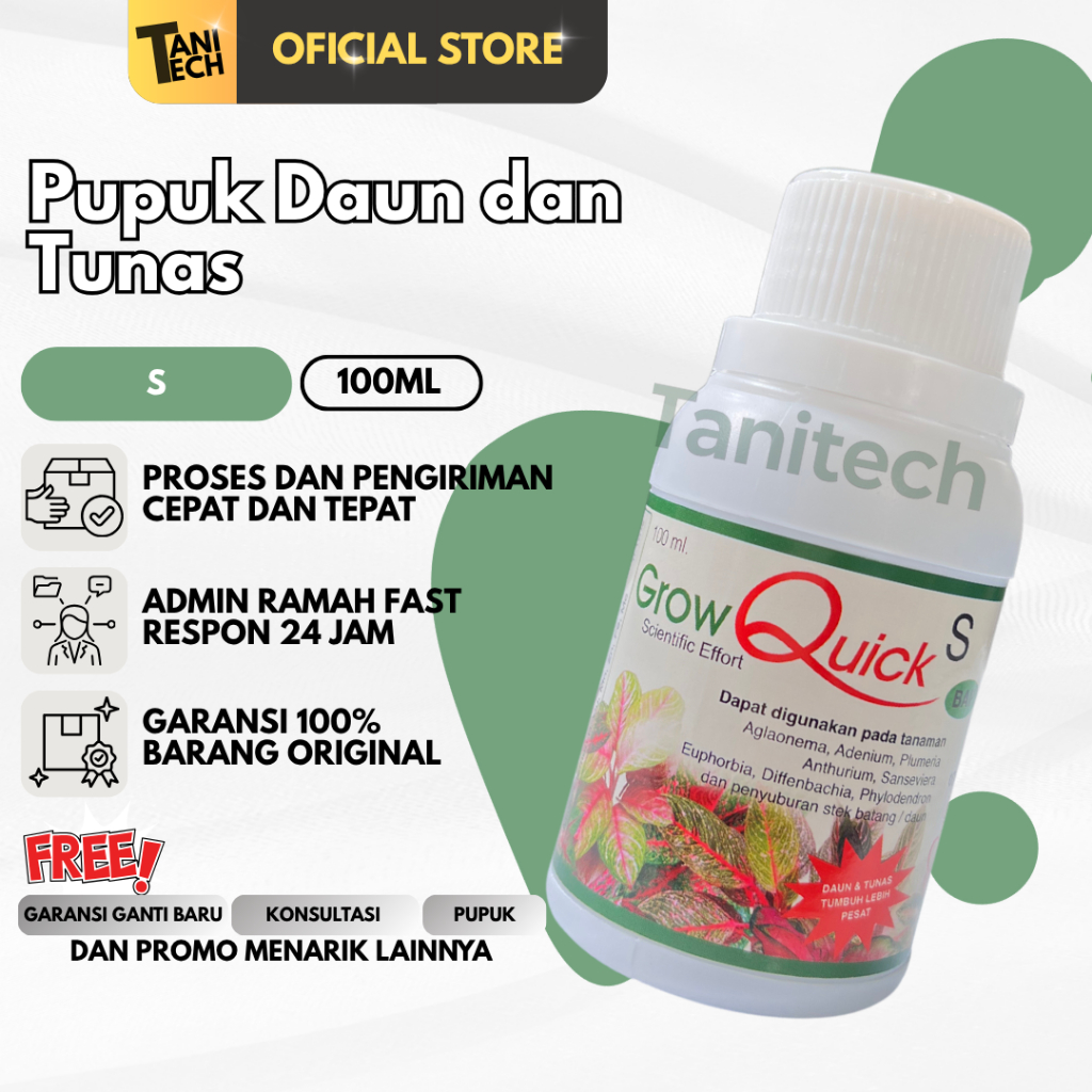 GROW QUICK DAUN & TUNAS 100ml Pupuk Perangsang Daun Lebat & Tunas Baru