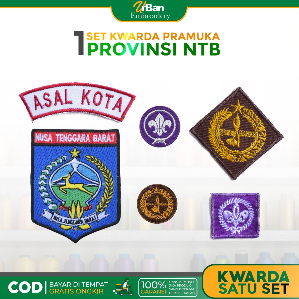 1 Set Atribut Kwarda Pramuka NTB – Bet Bordir Lengkap Premium Kwarda Provinsi
