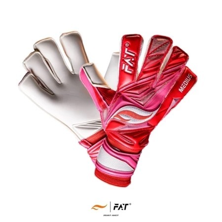 FAT Goalkeeper Gloves Venom Medius P Cut Red White / Sarung Tangan Kiper Sepak Bola Pro Grade