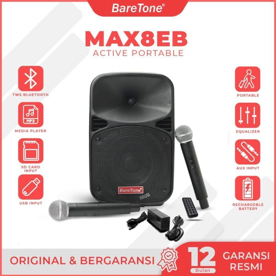 BareTone MAX 8EB 8 Inch Wireless Speaker / Baretone MAX 08EB / MAX 08 EB Original Satuan