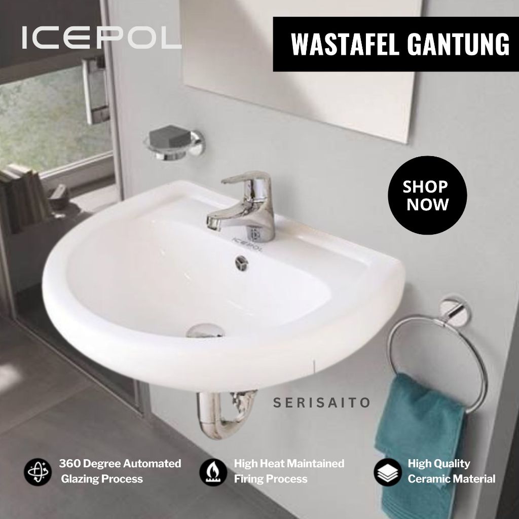 WASTAFEL CUCI TANGAN GANTUNG IC 170 180 190 212 213 / WASHTAFEL BASIN MINIMALIS ICEPOL PAKET LENGKAP
