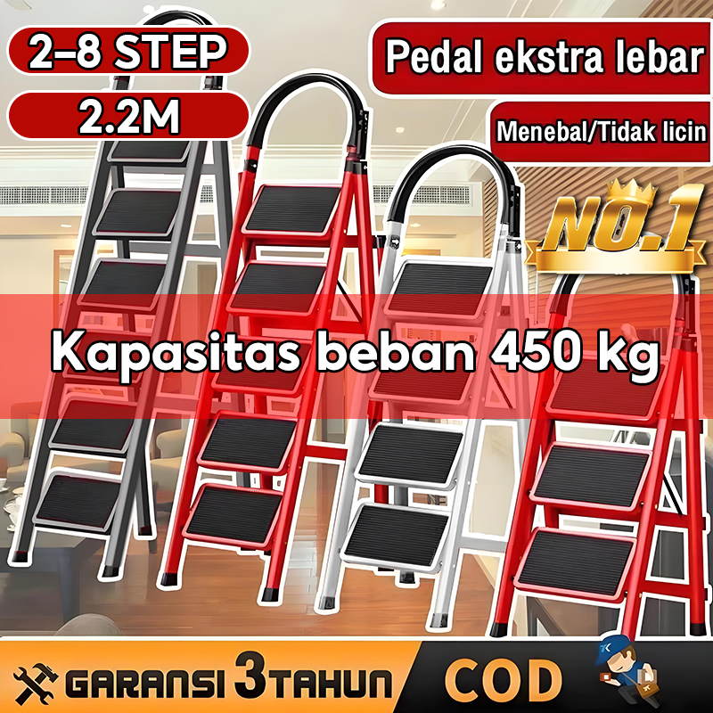 Tangga berlapis bubuk premium Kaki karet elastis Tangga lipat aluminium tangga lipat aluminium tangg