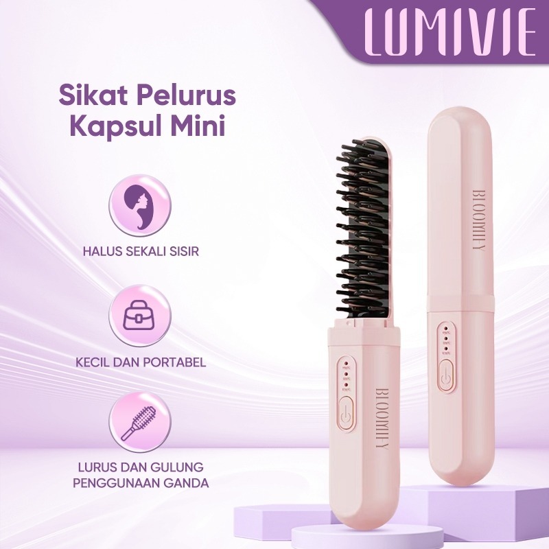 LUMIVIE Sisir Catokan Pelurus Rambut Elektrik Sisir Pelurus Rambut Portable Sisir Rambut Catokan Ram