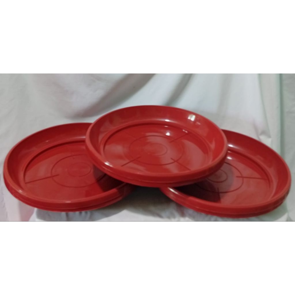 6 PCS TATAKAN BP 40 MERAH/TATAKAN POT PLASTIK UKURAN JUMBO BULAT/TATAKAN POT 40 MURAH MERIAH
