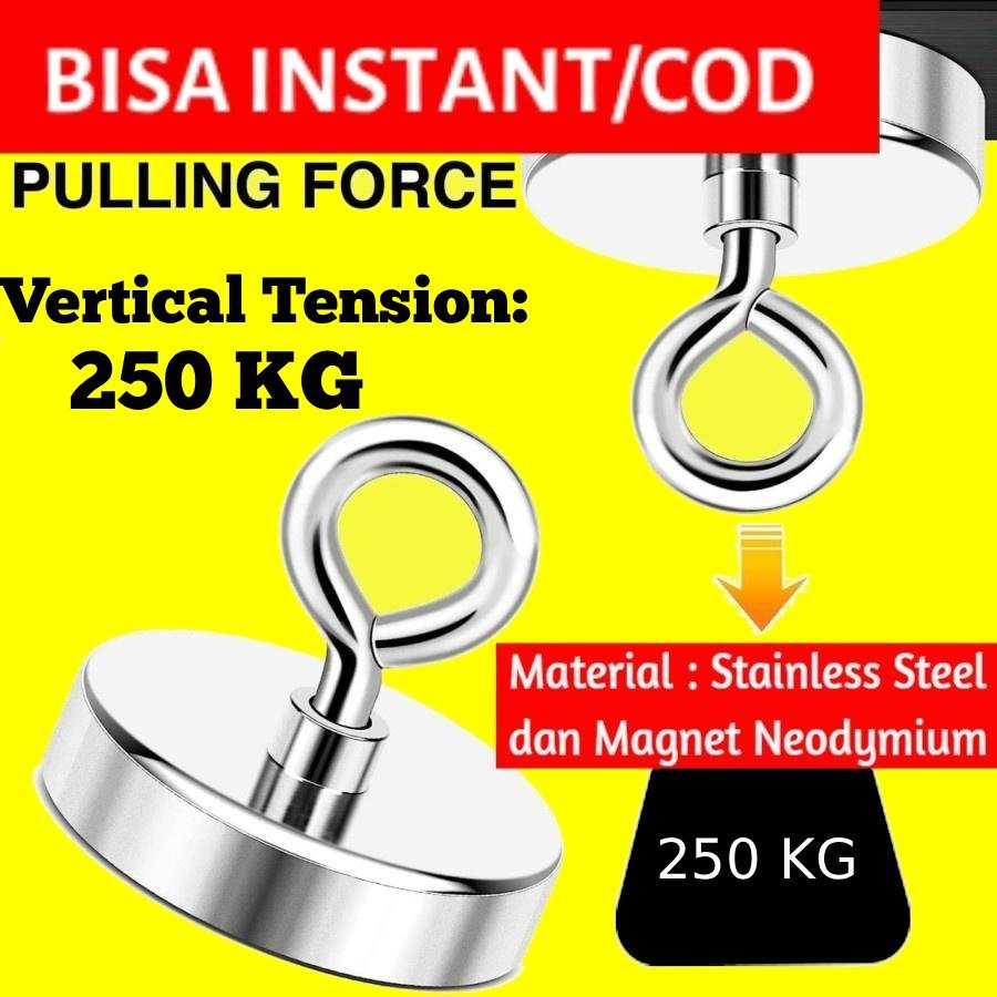 (BISA INSTANT/COD) Magnet (Bisa Cek Keaslian Emas/Gold) Fishing Super Kuat Besar Model Bulat Strong 
