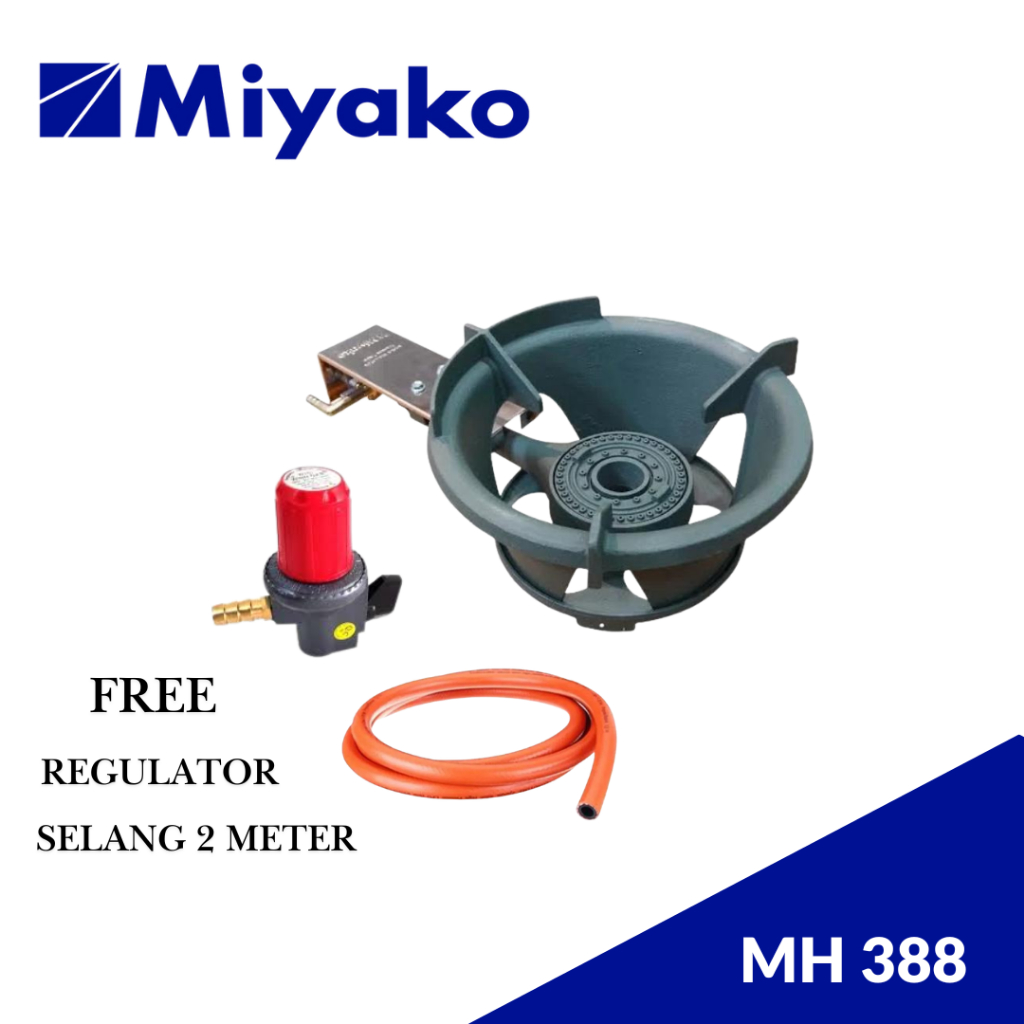 Miyako Kompor Gas MH-388 Merupakan Kompor Gas Commercial 1 tungku Free Selang+Regulator