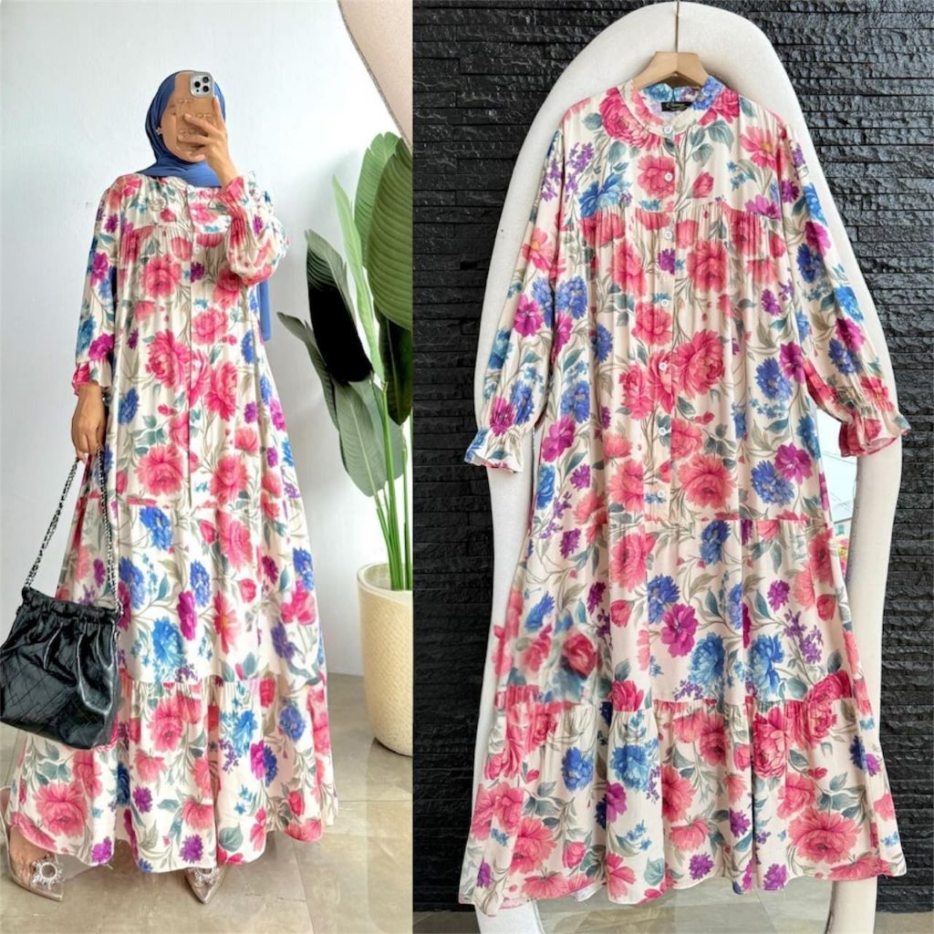 TERBARU GAMIS ARISTA RAYON LD 120 JUMBO // GAMIS WANITA SELETING BUSUI // GAMIS MOTIF BUNGA TERBARU 