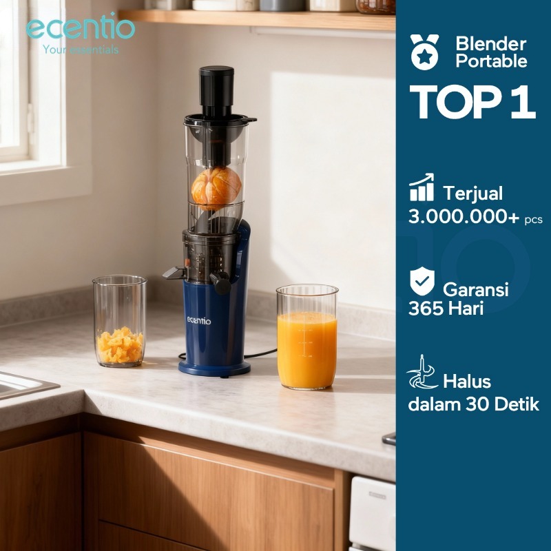 [HASIL JUS TINGGI 98%]ecentio slow juicer 82mm caliber multifungsi blender tanpa ampas bear 550ML+60