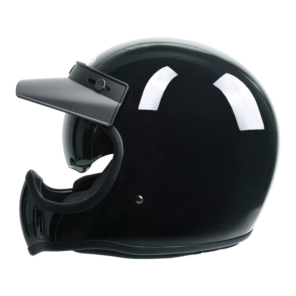 ZEUS ZS 916D BLACK GLOSSY CAKIL RETRO HELMET FREE PET