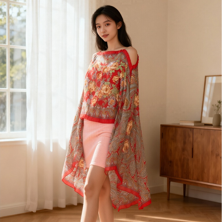 Outer Scarf Selendang Pantai Panjang Sun Screen Premium Silky Sifon Syal Leher Wanita Outer Mewah Mo