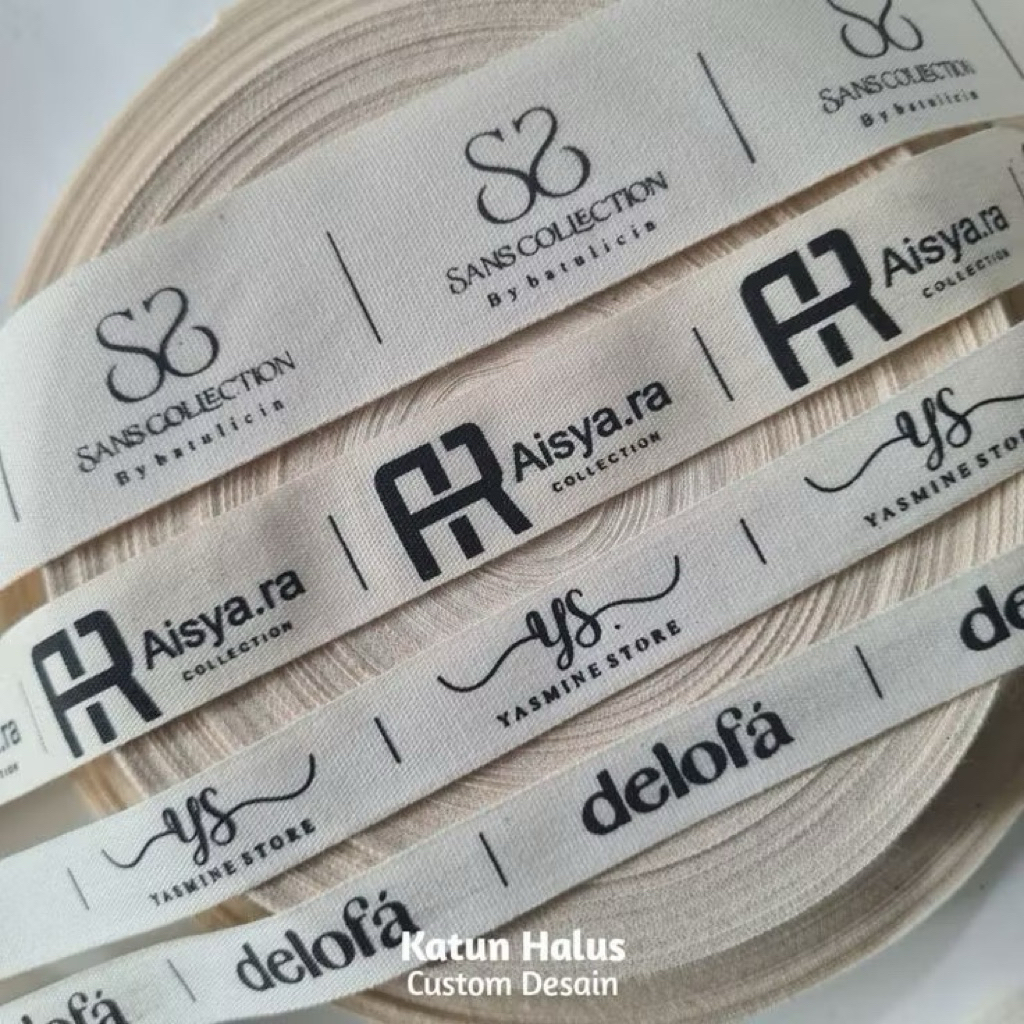 100 pcs label katun label baju / label hijab / label pengganti woven / label katun / label nama / la