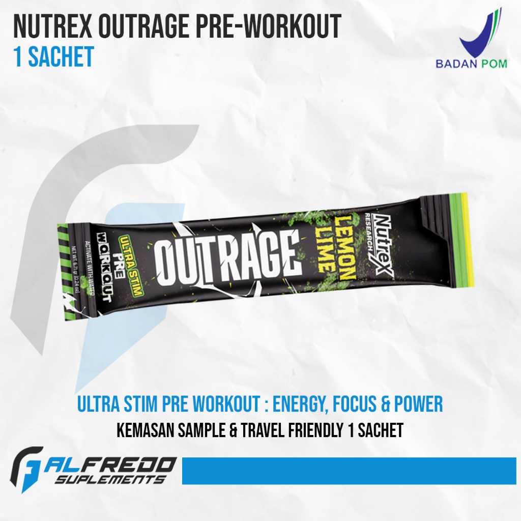 Nutrex Outrage Pre Workout 1 Sachet Ultra Stim Pre-Workout Suplement Fitness