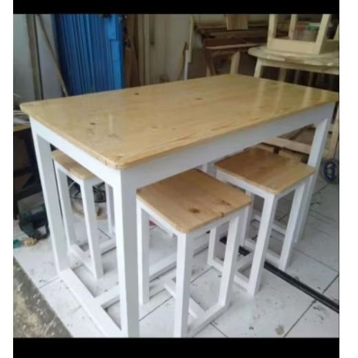 meja makan resto + 4 kursi