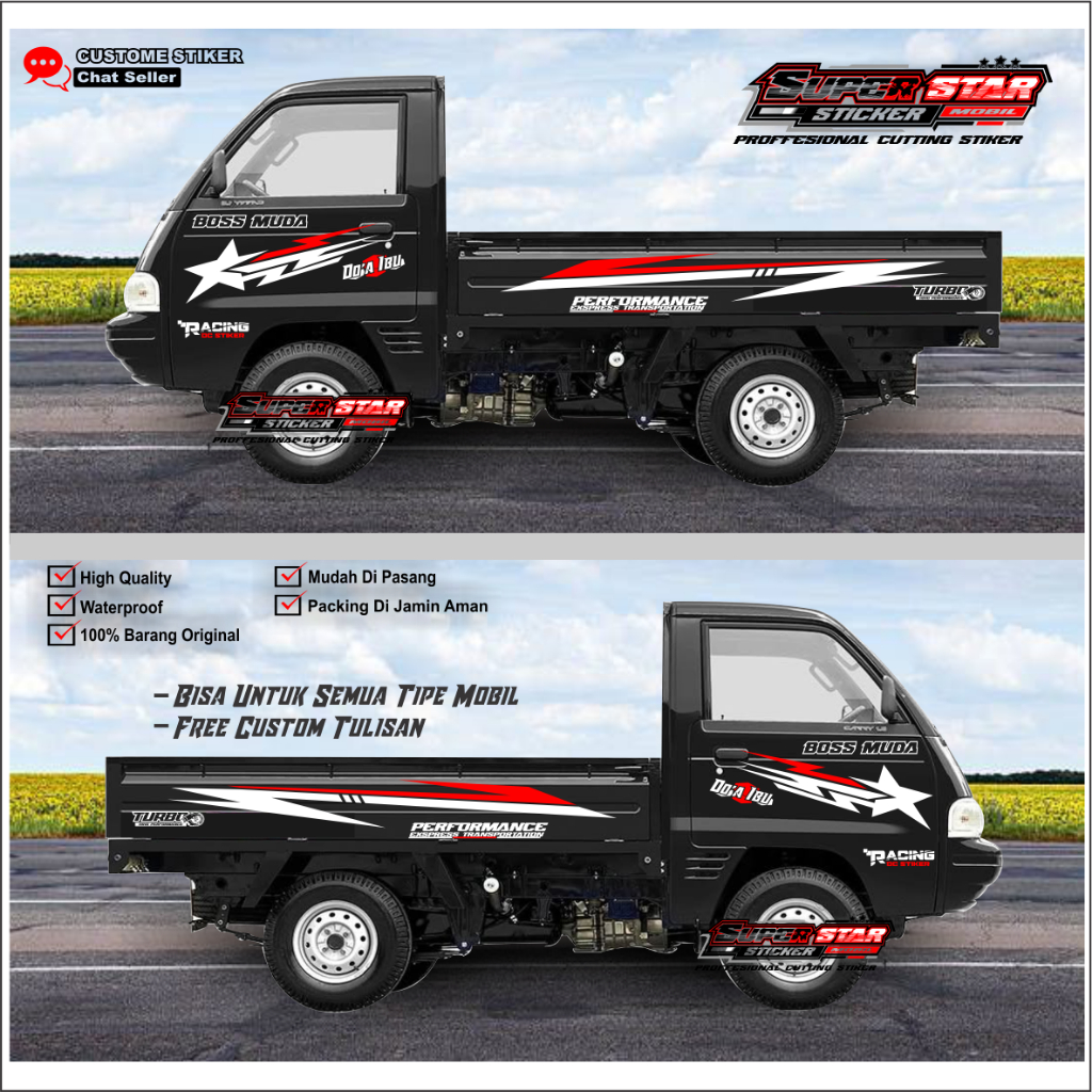 Stiker Aksesoris Mobil Pick Up Suzuki Carry Futura 1.5 Sticker Colt T120ss Performance Terbaru