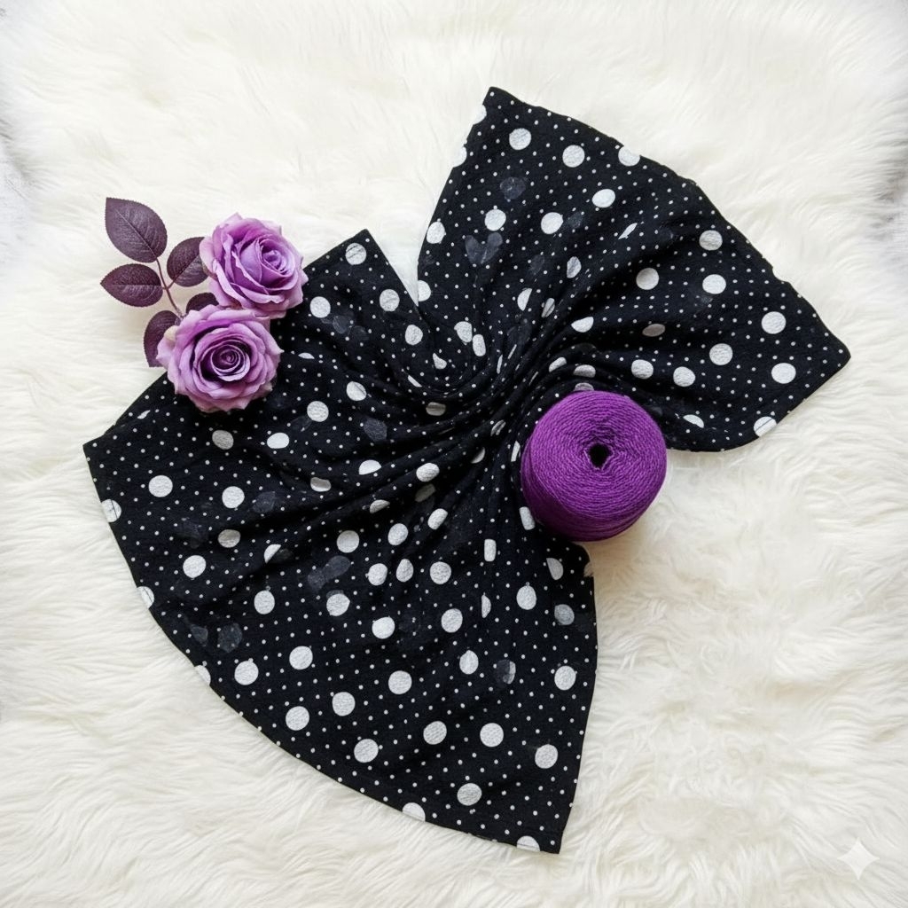 Kain Katun Crinkle Motif Polkadot Besar Kecil – Bahan Adem & Lembut untuk Baju, Gamis, Outer lq