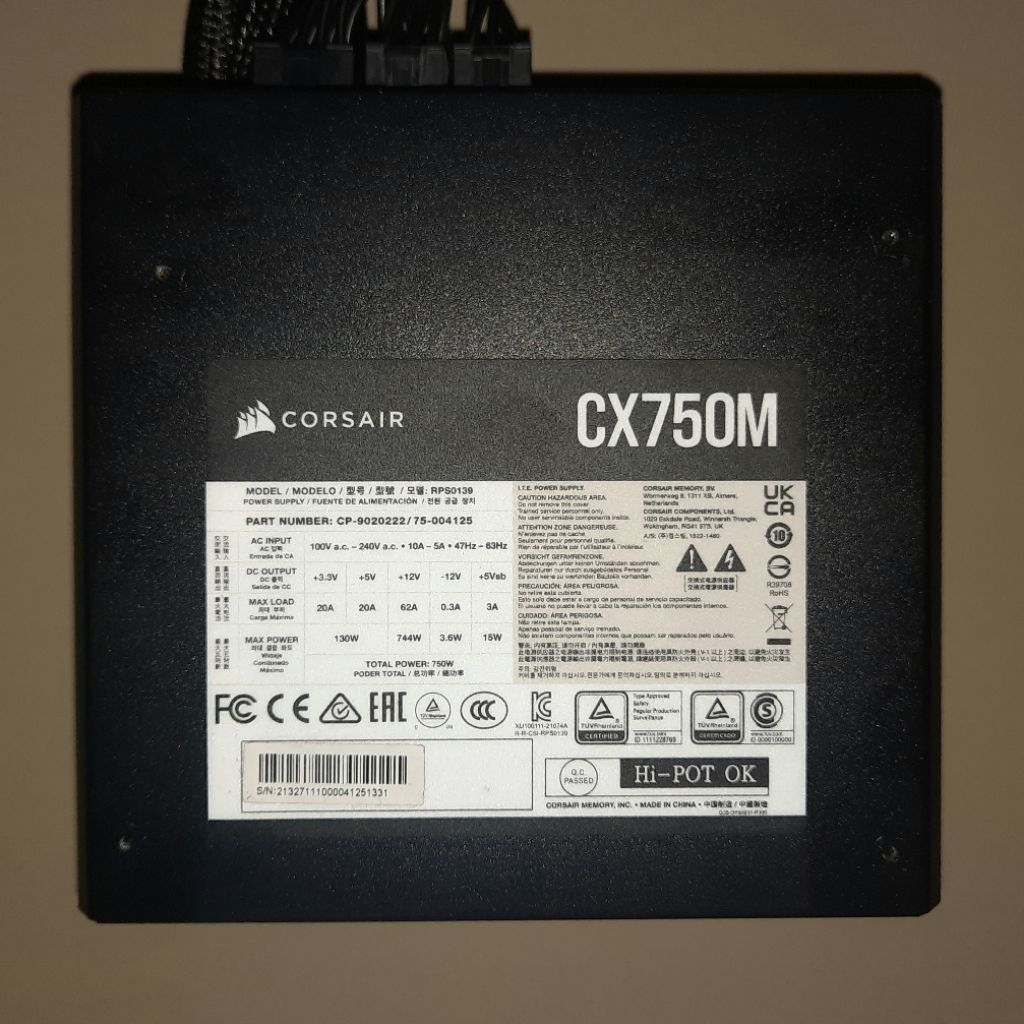 CORSAIR CX750M 80 PLUS Bronze Semi Modular PSU
