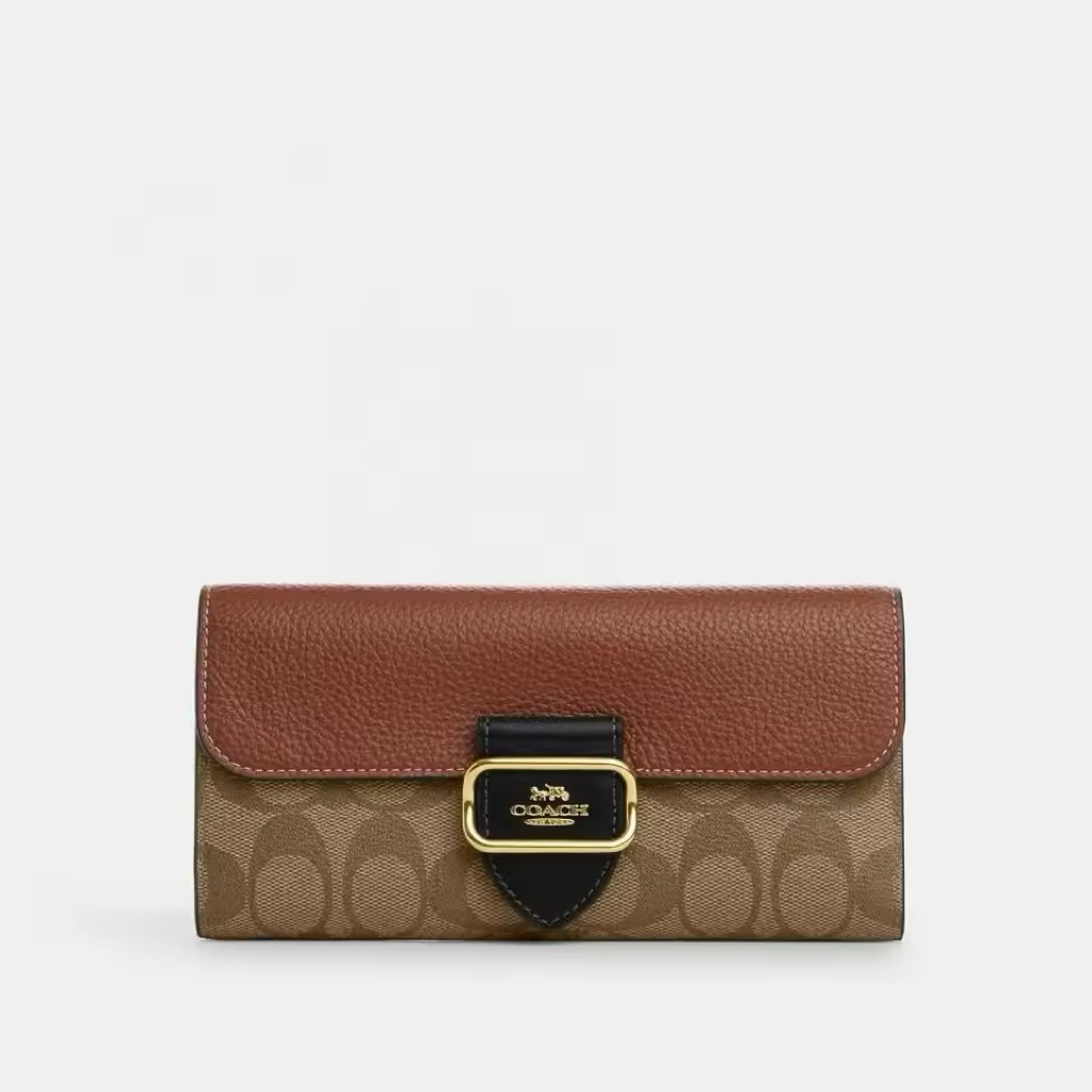 COC Morgan Slim Long Wallet In Colorblock Signature Canvas