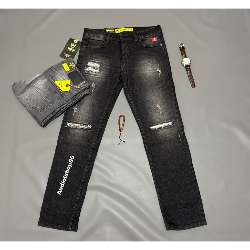 CELANA JEANS PANJANG PRIA DISTRO SOBEK LUTUT TIDAK TEMBUS // CELANA PRIA ORIGINAL FASHION