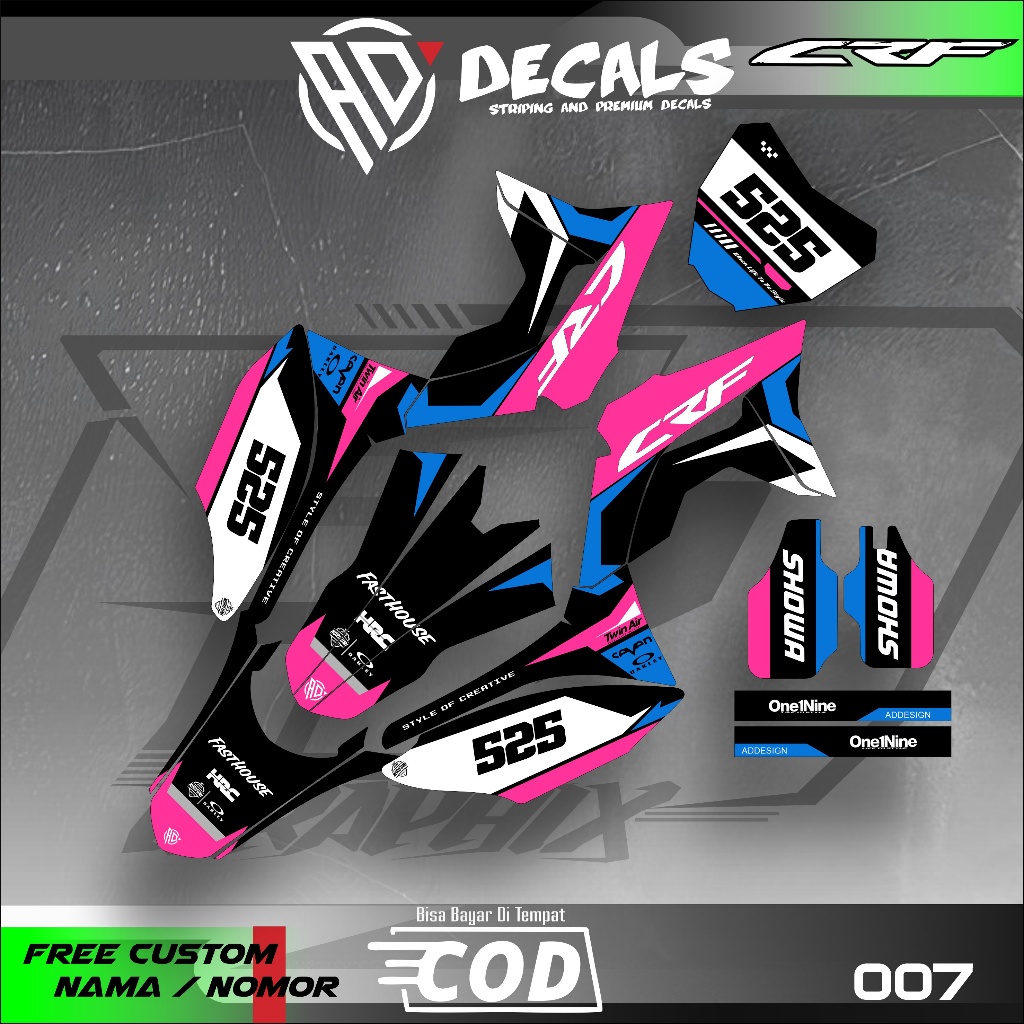 DECAL STICKER  CRF 150 L - DTRACKER - KLX BF -WR - KLX GORDON PREMIUM FULLBODY CUSTOM DESAIN AD-007