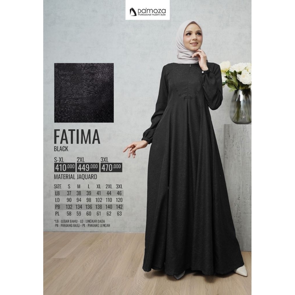GAMIS HITAM DAMOZA FATIMA BLACK