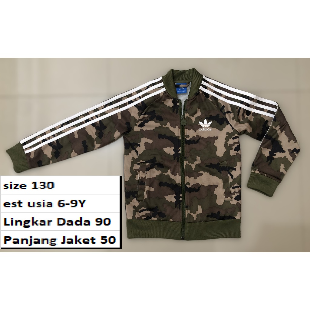 ADIDAS - Jaket Tracktop Motif Army Camo Anak Premium Second Preloved