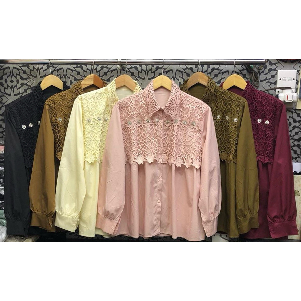 kemeja katun renda import