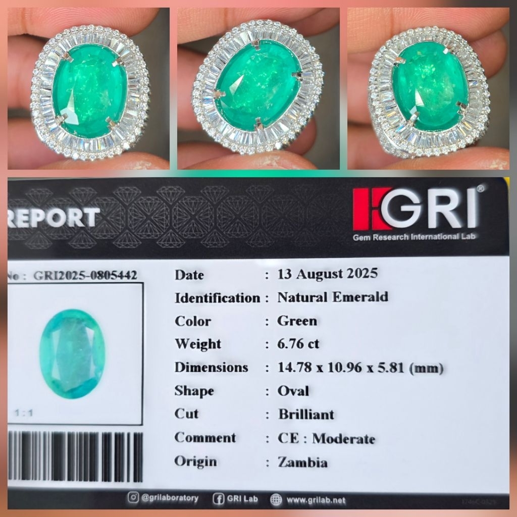 Batu Natural HQ Zamrud Emerald Zambia Memo 6.76 crt