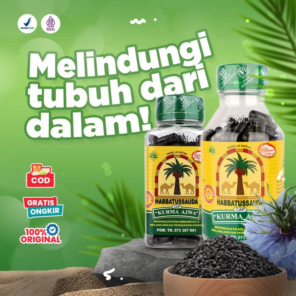 CAP KURMA AJWA - Habbatussauda Cap Kurma Ajwa Serbuk Jintan Hitam - Habbatussauda Original Asli