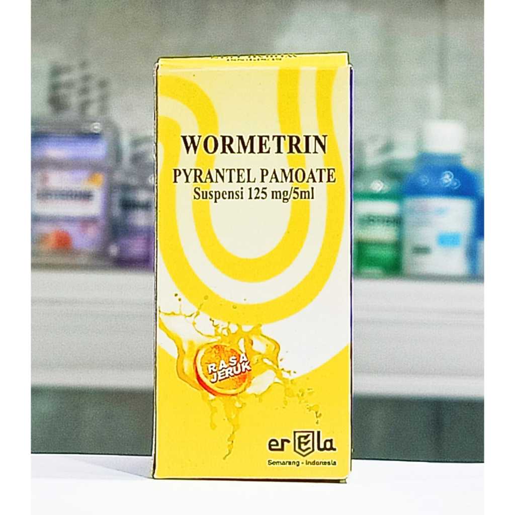 WORMETRIN PYRANTEL PAMOATE SUSPENSI 125MG/5ML SIRUP 10ML RASA JERUK - OBAT CACING UNTUK ANAK