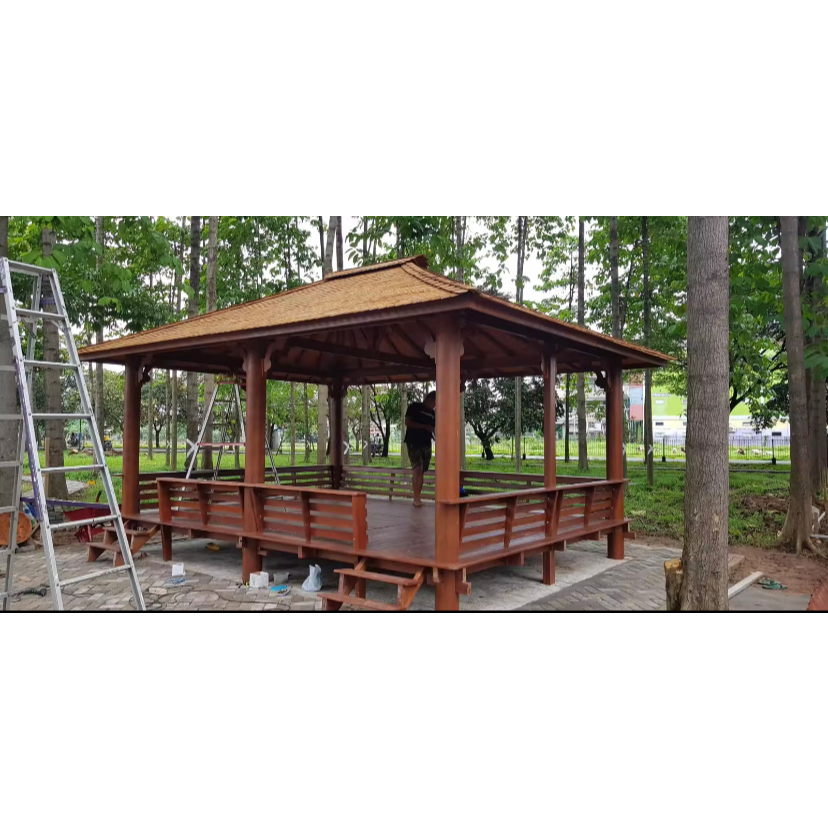 gazebo taman kayu jati minimalis , gazebo pargola taman , saung gazebo minimalis