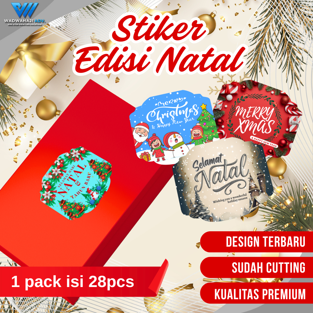 48 PCS Stiker Natal Merry Christmas | Stiker Kue Kering xmas | Stiker Label Natal | Wadwahaji