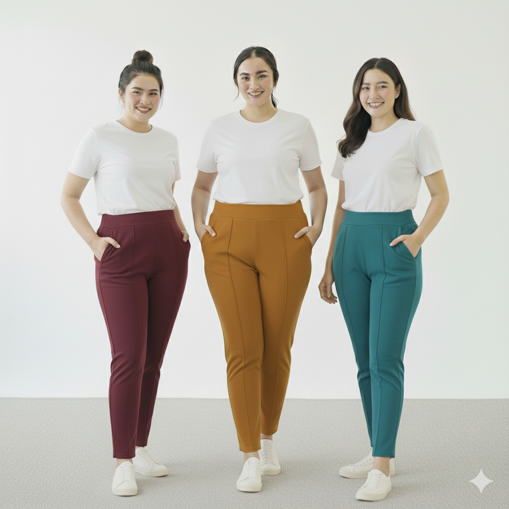 Celana Baggy Scuba Jumbo Premium Bahan Tebal Melar Wanita Big Size