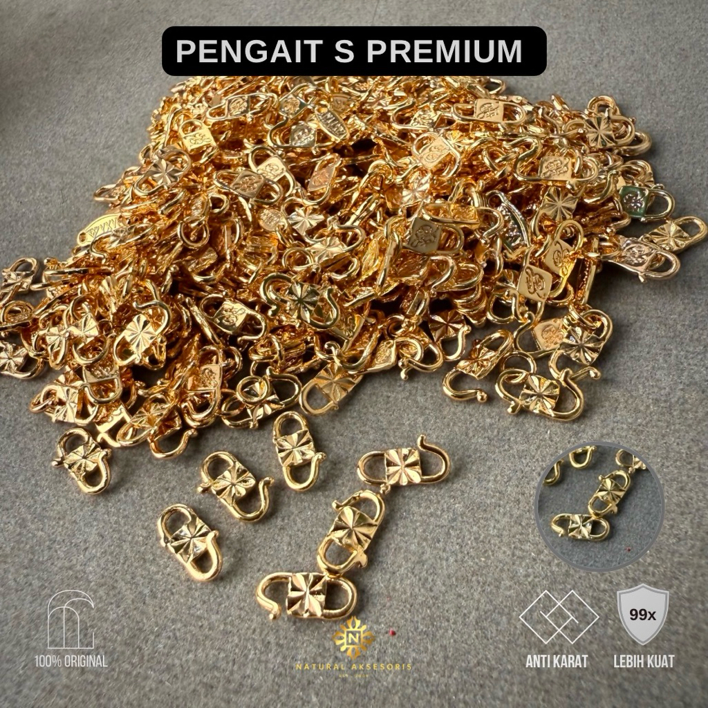 KOKOT PENGAIT S LAPIS EMAS MOTIF SINAR CORAK  KALUNG DAN GELANG CEWEK COWOK TERBARU MURAH