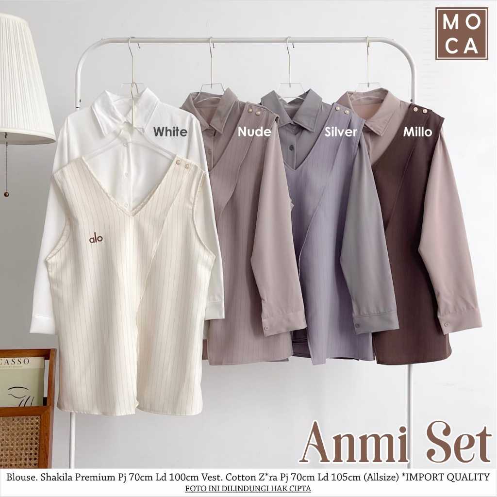 ANMI BLOUSE SET VEST SHAKILA MIX COTTON PREMIU ADEM MURAH NYAMAN BY MOCA