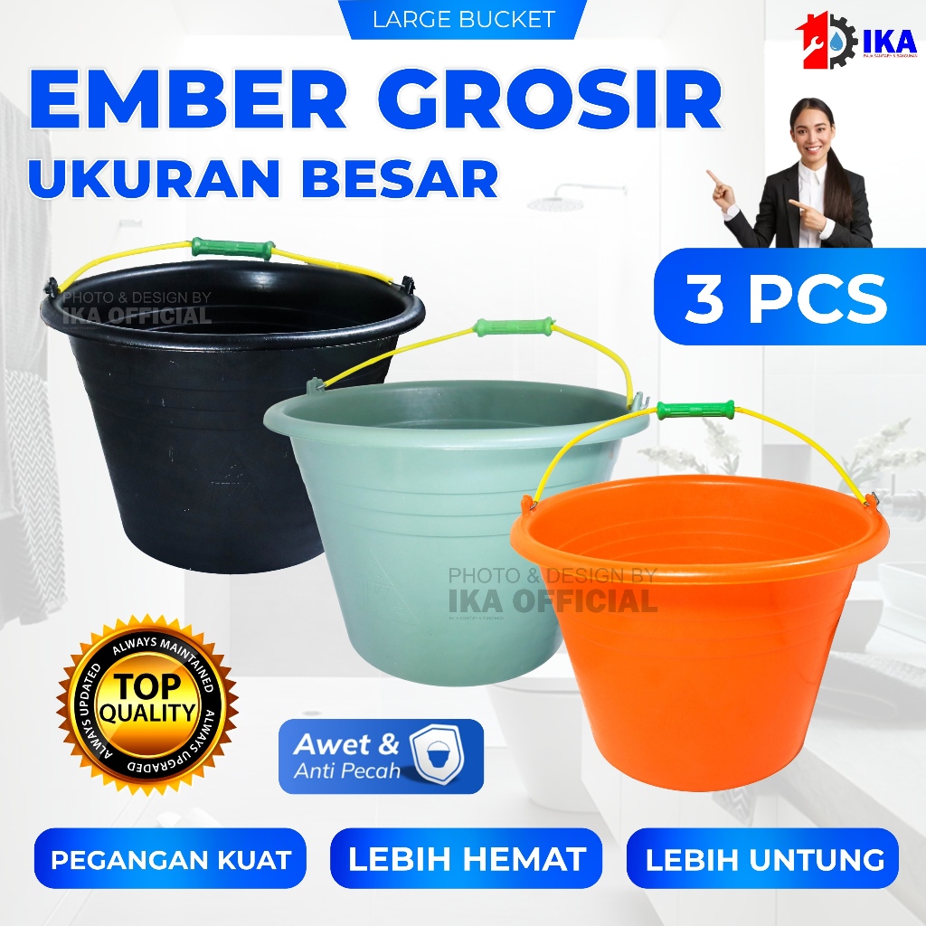 Grosir Murah 3 pcs Ember Cor Besar Anti Pecah Kapasitas Besar / PROMO EMBER COR BIRU ISI 3PCS, PROMO
