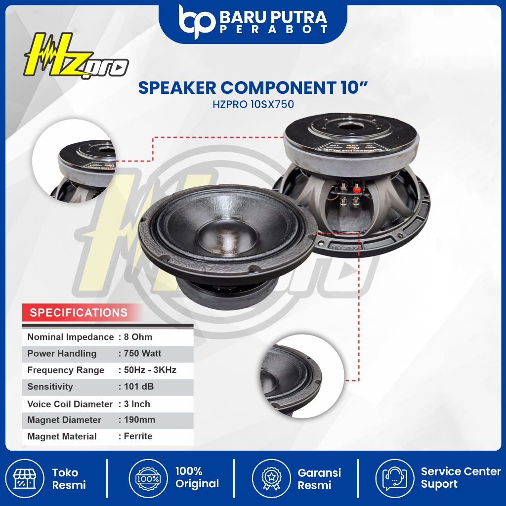 SPEAKER KOMPONEN 10 Inch HZ PRO 10SX750 ORIGINAL