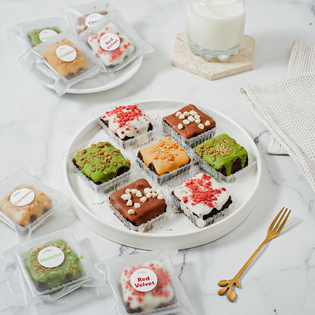 BROWNIES BITE | Brownies Panggang | Mbun Brownies Panggang | Fudgy Brownies | Coklat | Matcha | Cara