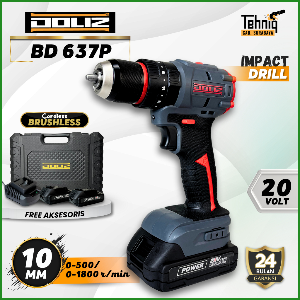 MESIN BOR CORDLESS DRILL BRUSHLESS DOLIZ BD 637P/DOLIZ BD 636 CORDLESS DRILL