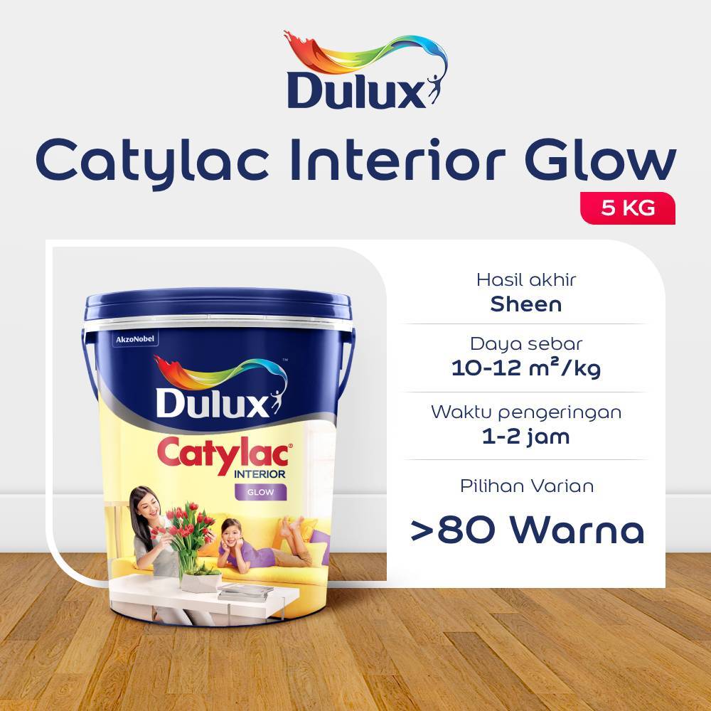 CAT TEMBOK PUTIH 5KG DULUX CATYLAC GLOW 5KG - CAT PUTIH DULUX ORIGINAL
