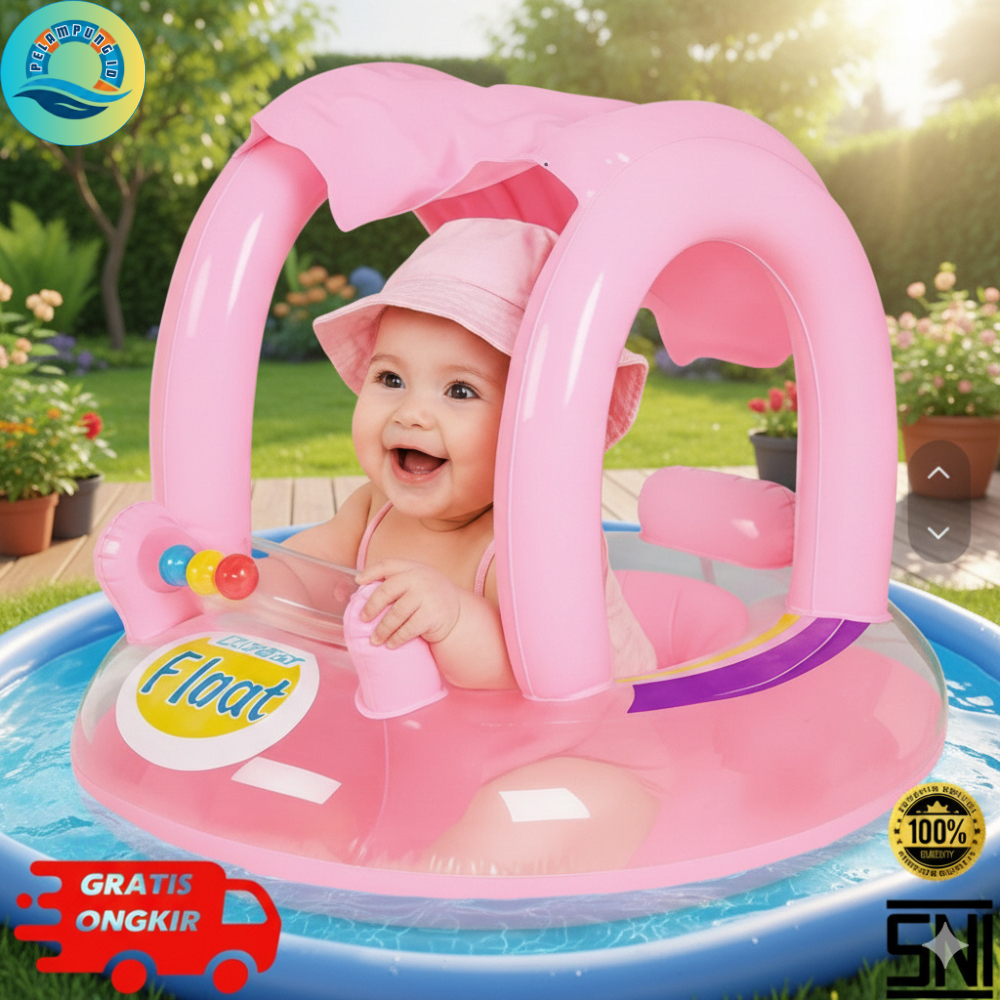 Pelampung Renang Duduk Bayi Karakter Perahu Cincin Tirai Bell Ukuran 70CM