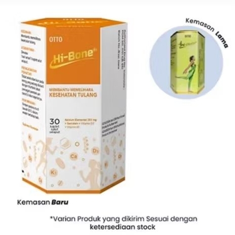 Hibone / Hi-Bone / Hi Bone kuning botol isi 30 tablet, Suplemen Kesehatan Tulang dan Kalsium