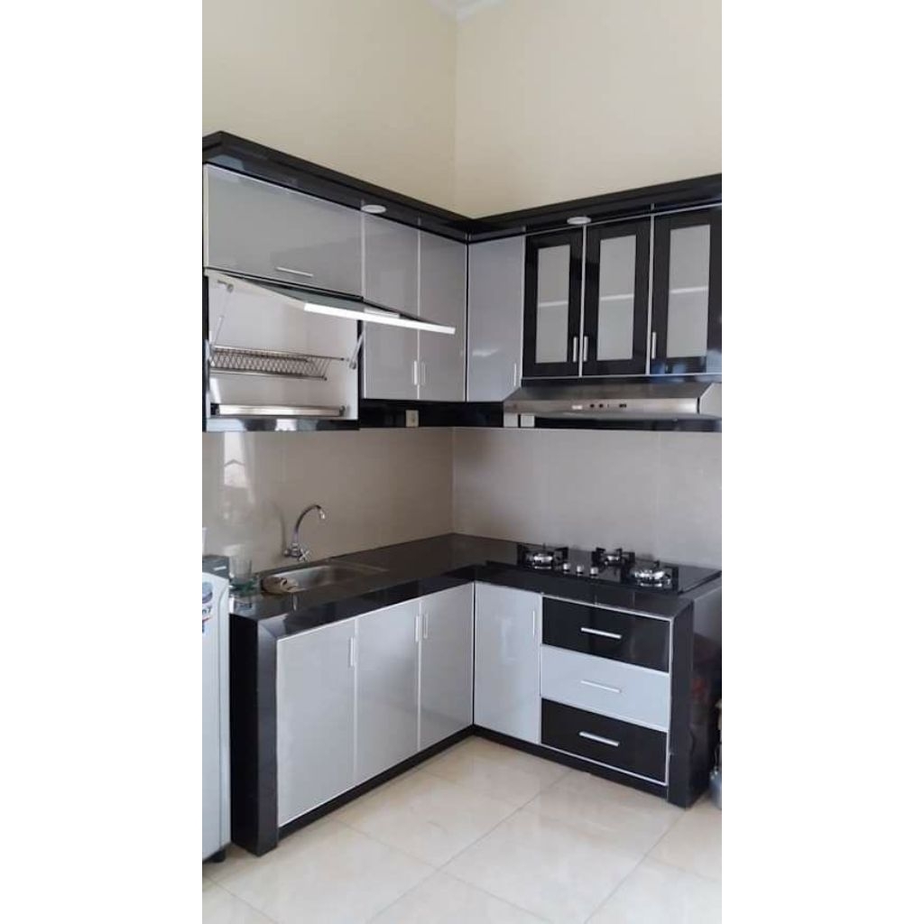 kitchen set aluminium / storage penyimpanan dapur acp / lemari dapur / etalase dan rak dapur anti ra
